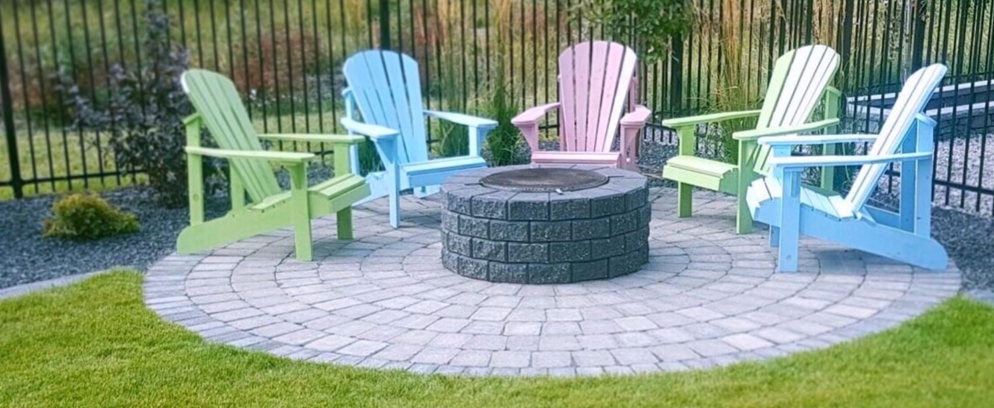 New Look Landscapes Top Rated Calgary Landscapers - Residential Calgary Landscaping - Backyard pstone firepit are and paver patio