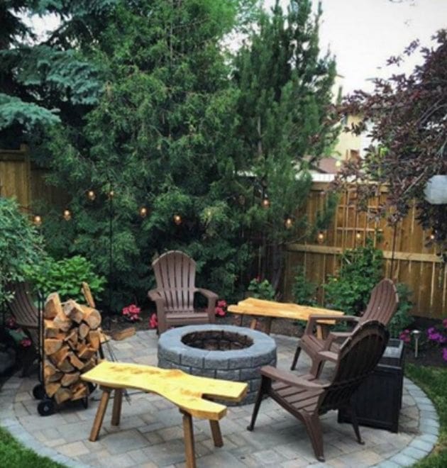 New Look Landscapes Top Rated Calgary Landscapers - Residential Calgary Landscaping- Backyard firepit paver stone patio